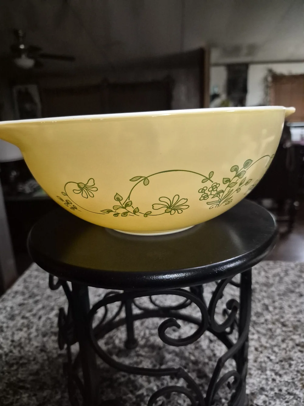 Cream Ceramic Nesting Mixing Bowls with Green Floral Print